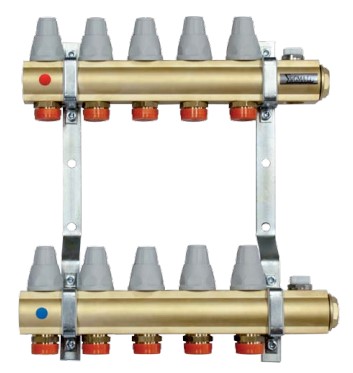 Brass distributor manifold with shut off valves