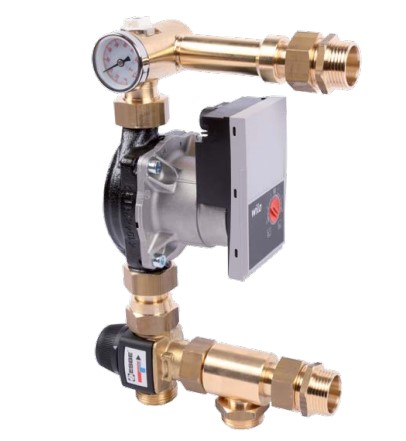 Pump system for brass and glass fiber reinforced polypropylene manifolds